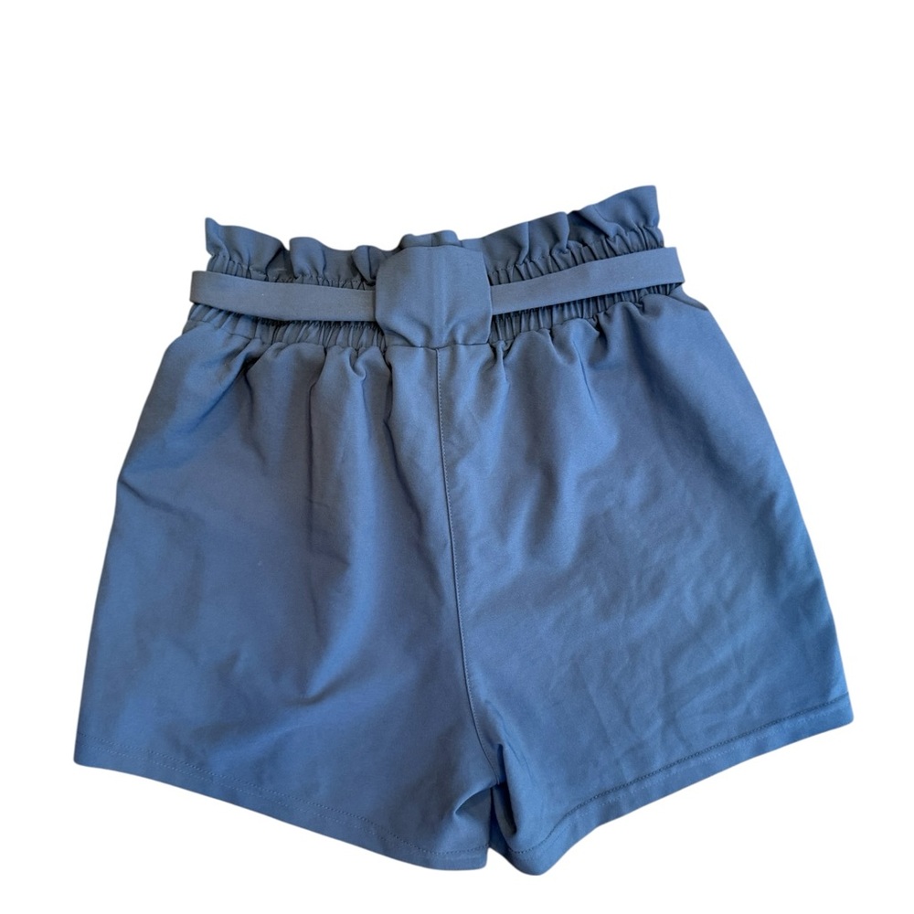 High Waist Paperbag Shorts Women’s Medium Blue Tie Waist Elastic Summer Casual - Picture 2 of 9